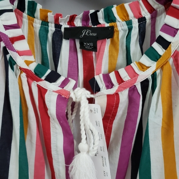 JCrew Rainbow Tiered Striped Flowy Cotton Midi Dress SZ XXS - Picture 4 of 5